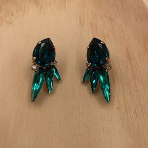Glass Emerald Jeweled Earrings